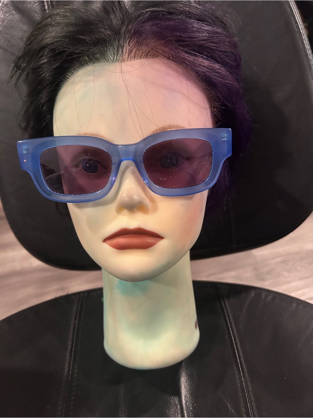 Madewell Blue Rectangular Sunglasses with Purple Lenses